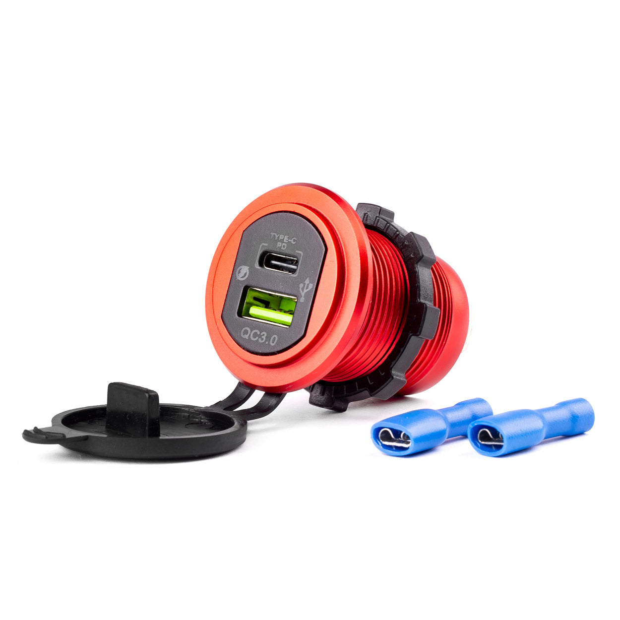 Vesitiivis puhelinlaturi USB+USB-C 12/24V MOD-09