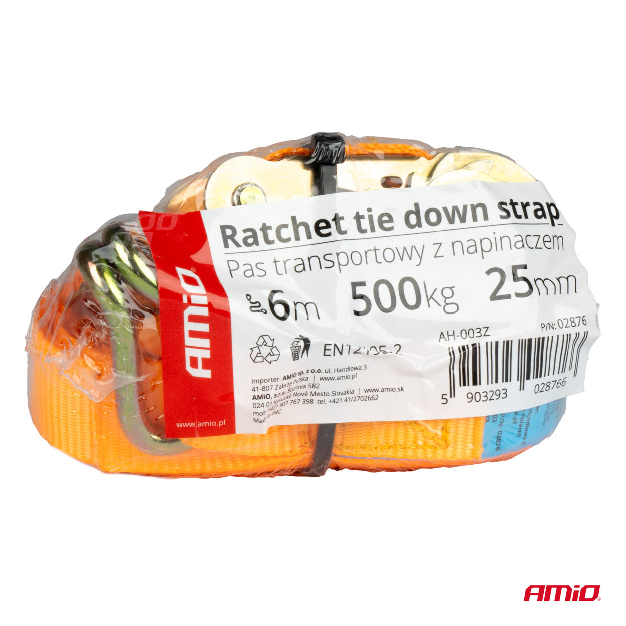 Kuljetinrulla kiristimellä 500kg 25mm 6m BELT-08