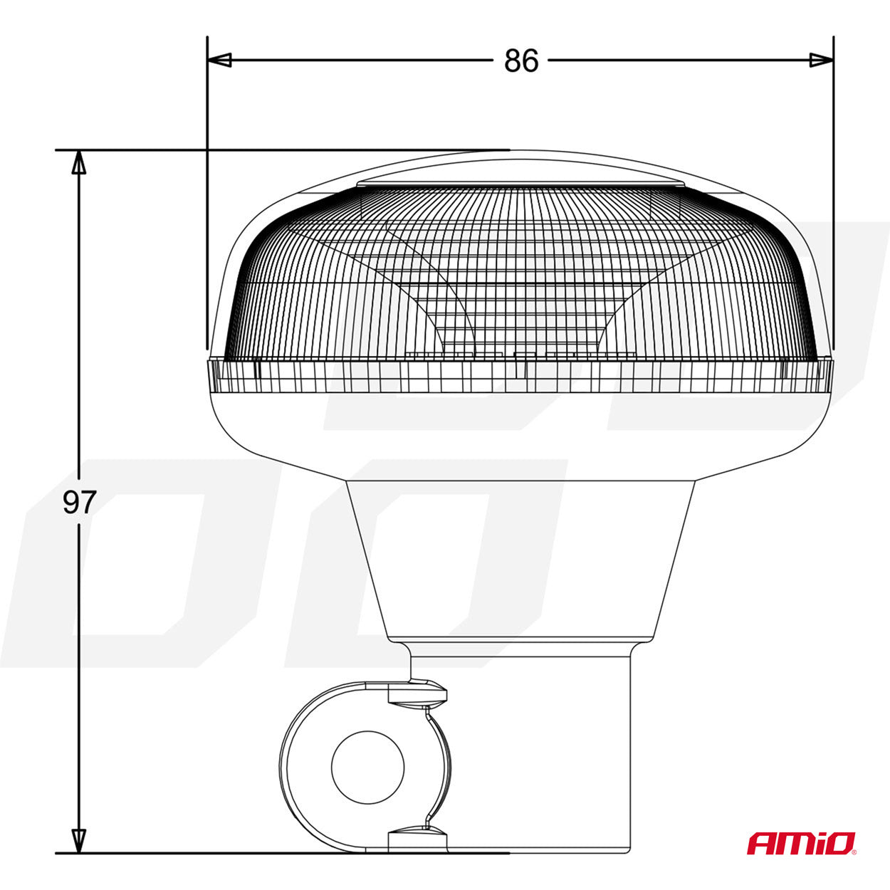 LED-varoitusvalo 18 LED R65 R10 12V 24V W21p AMIO-02922