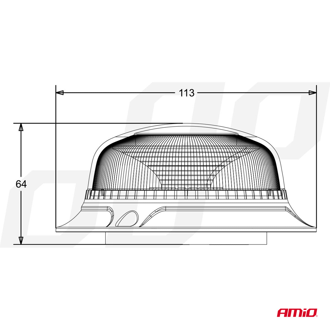 LED-varoitusvalo W21M Magneettikiinnitys / 3 Ruuvia R65 R10 18LED 12 /24 V IP56 AMIO-02925