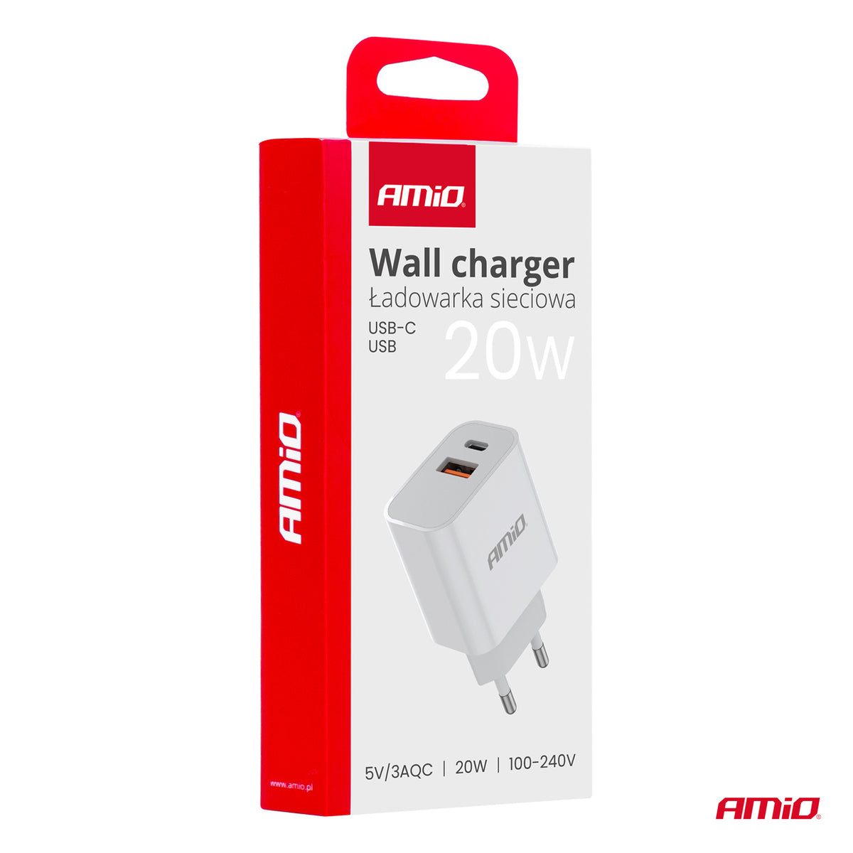 Autolaturi PCH PRO-09 USB+USB-C 20 W Quick Charge 230V