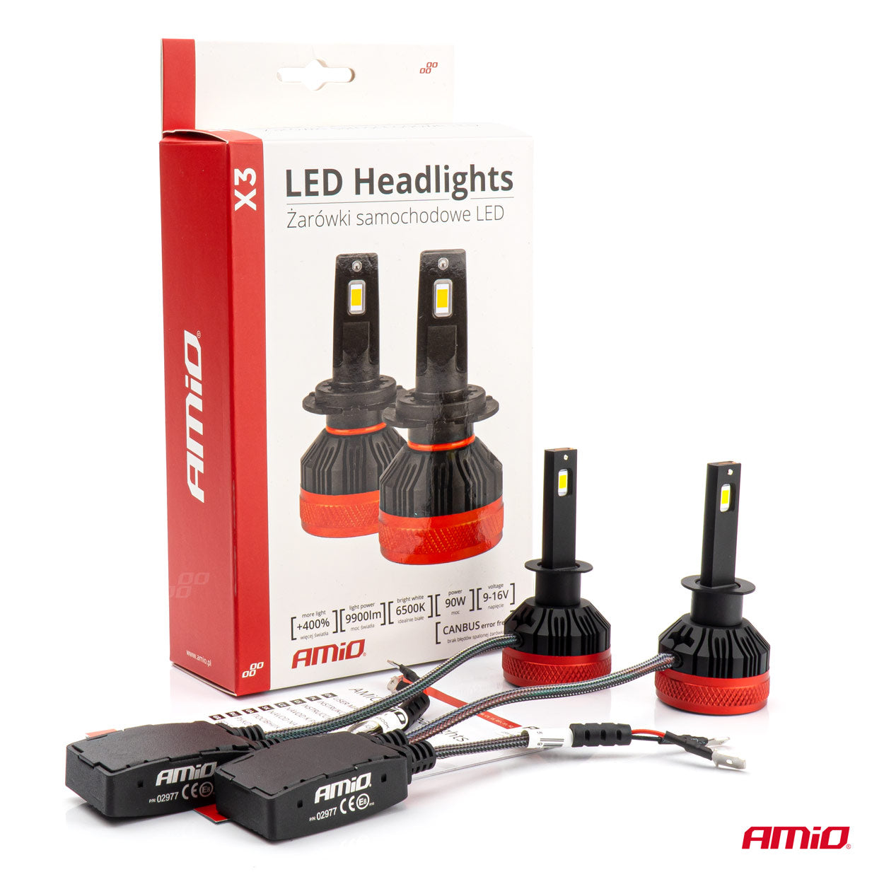 LED-ajovalot H1 X3 -sarja AMIO-02977