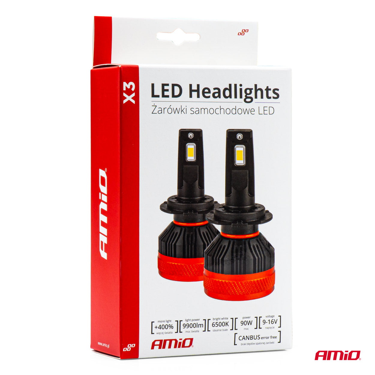LED-ajovalaisin HB3 9005 X3 -sarja AMiO