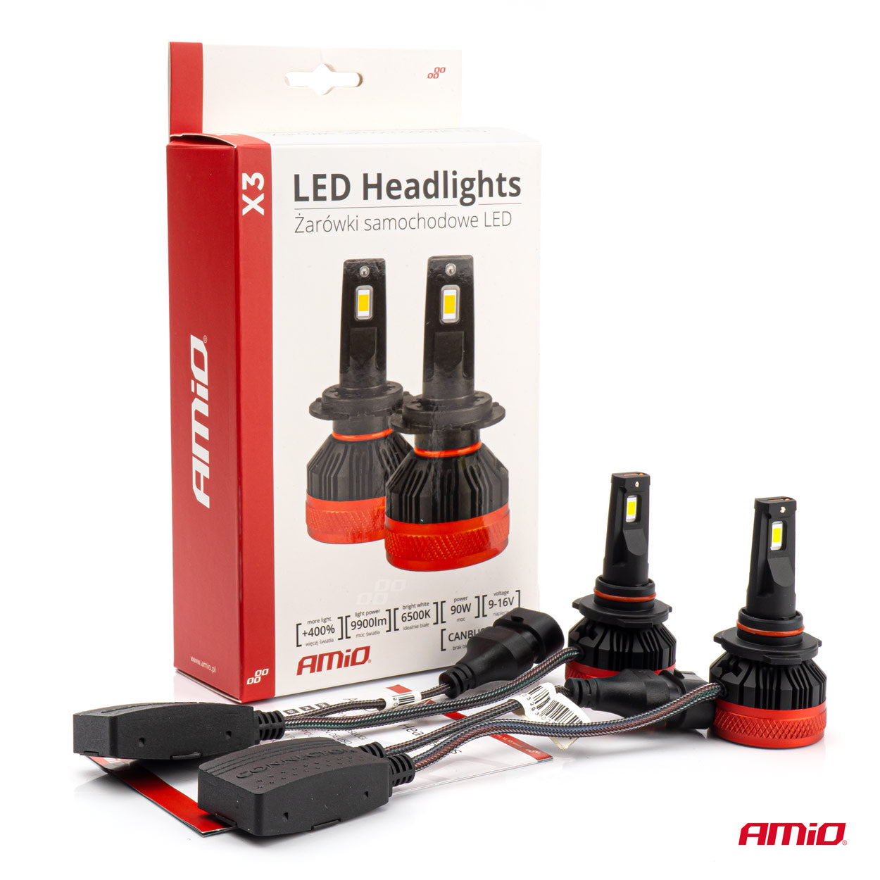 LED-ajovalaisin HB3 9005 X3 -sarja AMiO