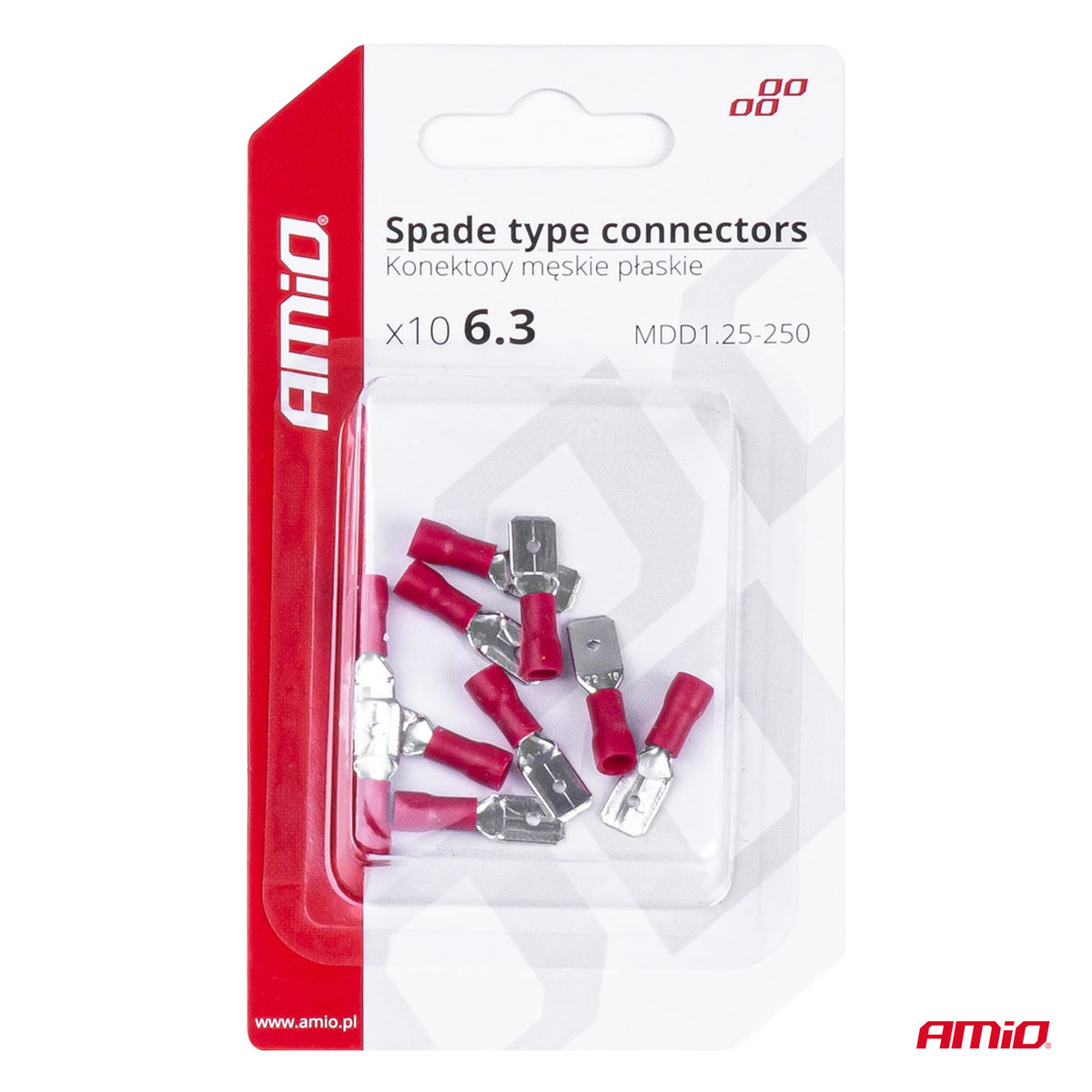 Liitin lattapistoke uros 6,3 mm 0,5-1,5 mm² 10 A 10 kpl