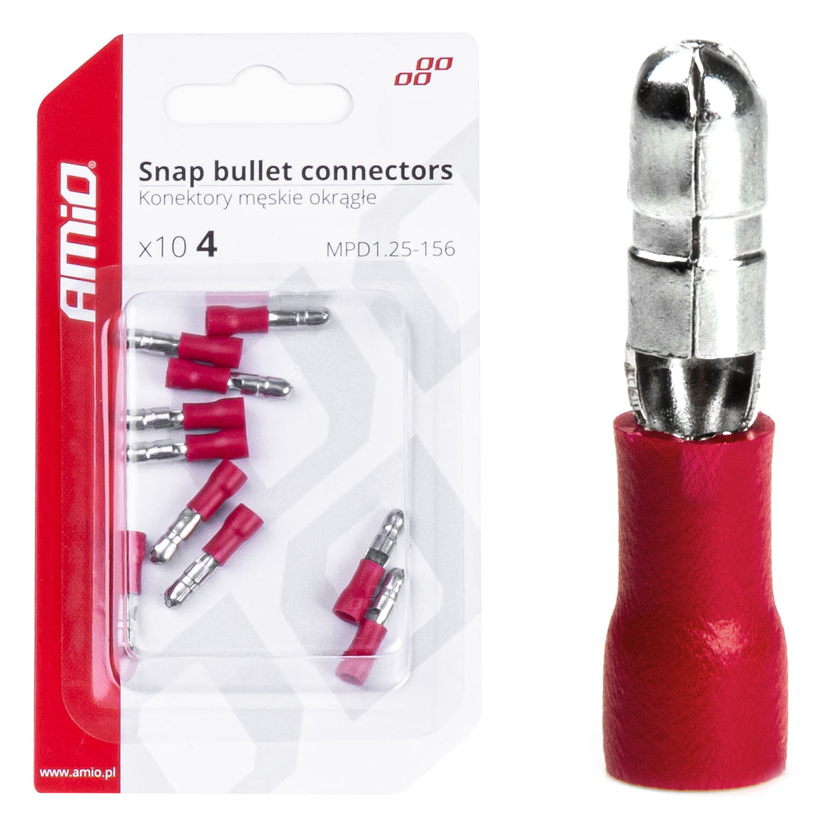 Pyöreä urosliitin 4 mm 0,5-1,5 mm² 10 A 10 kpl