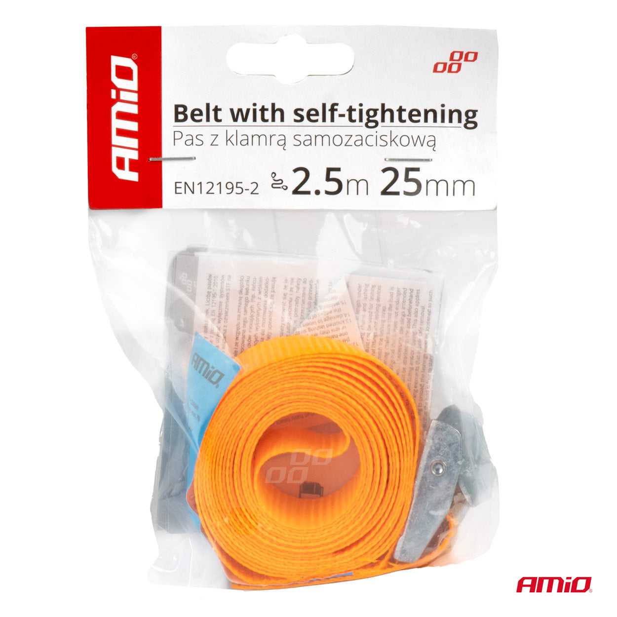 Kuormaliina itsenäisellä kiristimellä 2.5m x 25mm AMIO-03291