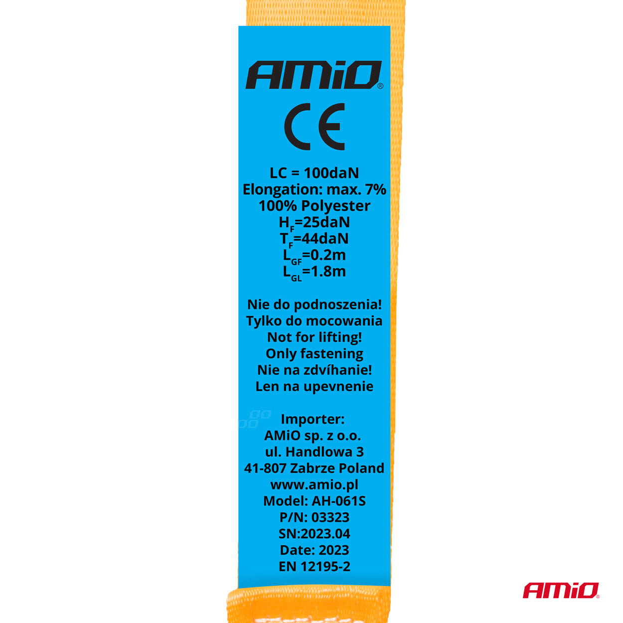 Tavarateline kiristimellä 100/200kg 18mm 2m S-TYPE AMIO-03323