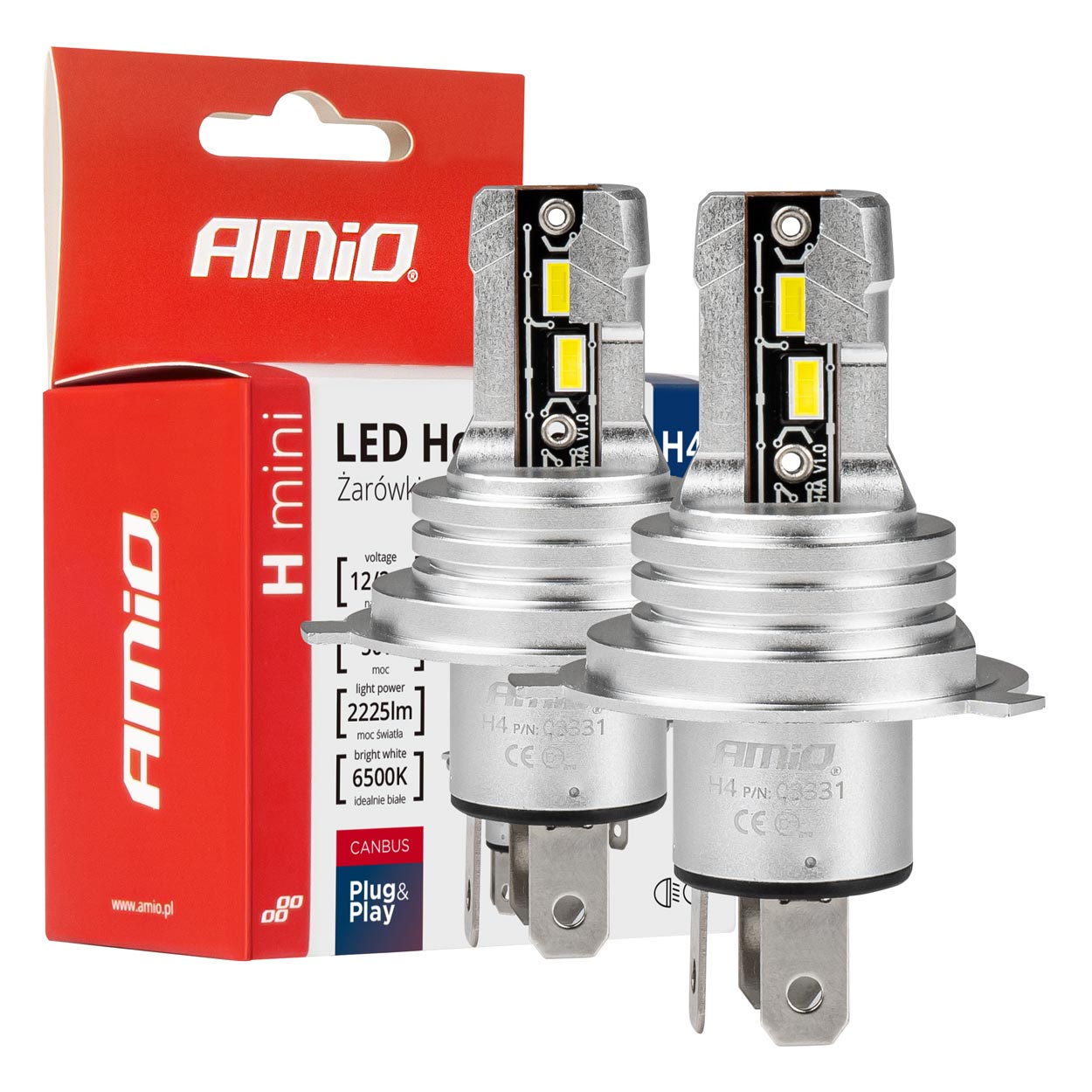 LED-ajovalaisin H4/H19 H-mini AMiO