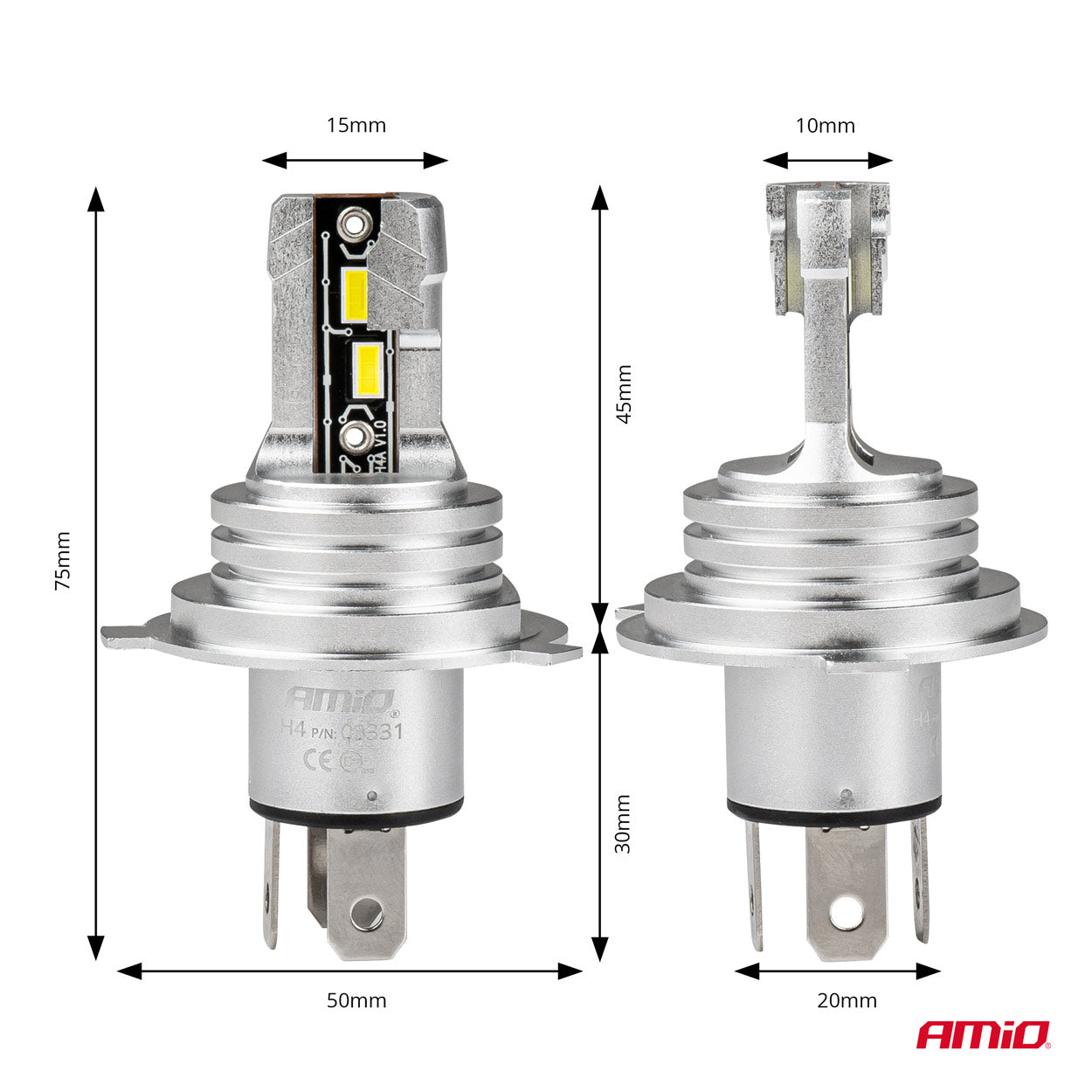 LED-ajovalaisin H4/H19 H-mini AMiO