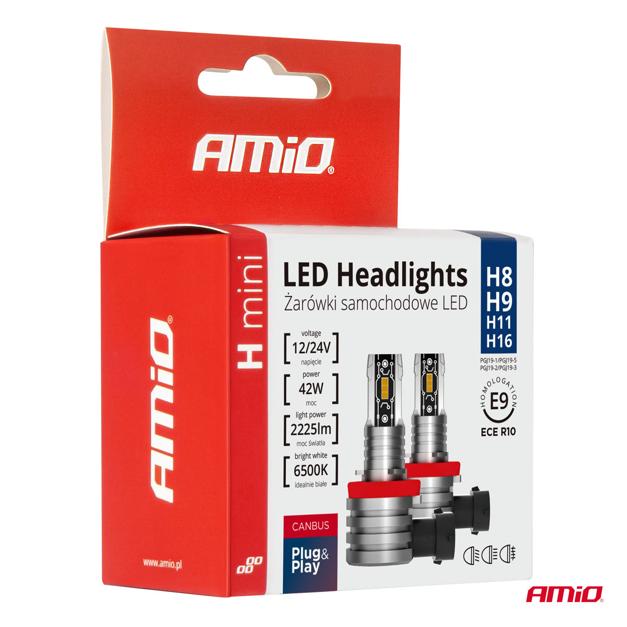 LED-ajovalot H8/H9/H11/H16 H-mini AMiO