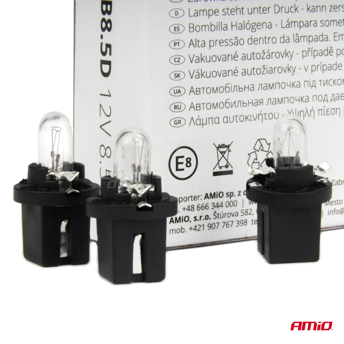 Halogeenipolttimo T5 B8.5D 12V 8,5W BAX1.2W valkoinen 10 kpl