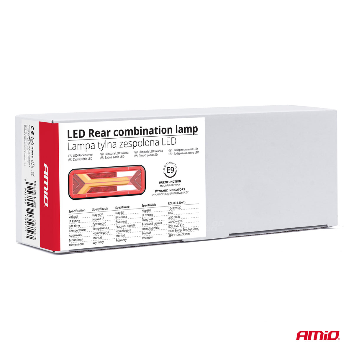 LED-takavalo AMiO RCL-09-L dynaaminen, vasen puoli