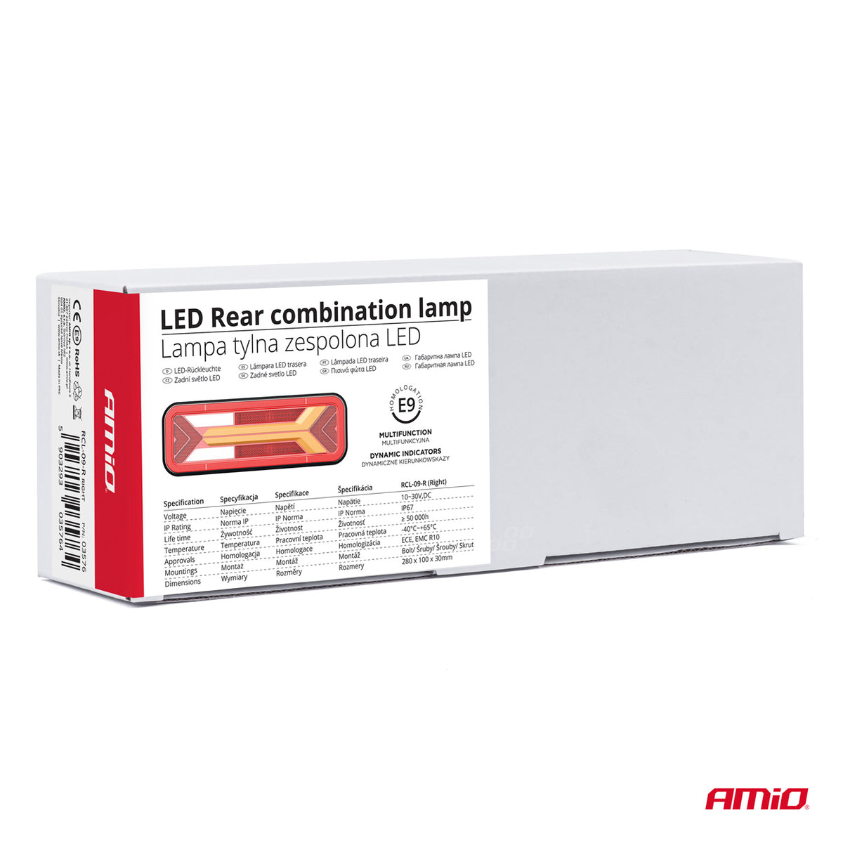 LED-takavalo AMiO RCL-09-R dynaaminen, oikea puoli