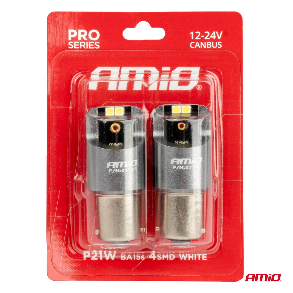 LED-polttimo CANBUS PRO BA15S P21W 4x3030 SMD valkoinen 12/24V