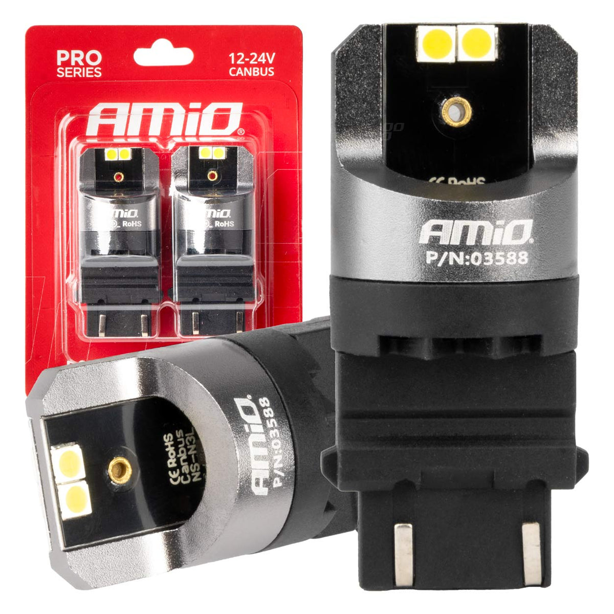 LED-polttimo CANBUS PRO 3157 P27/7W 4x3030 SMD valkoinen 12/24V CANBUS