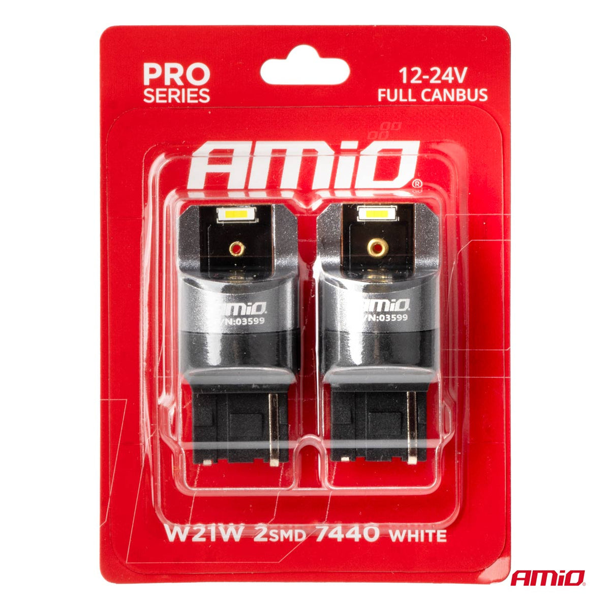 LED-polttimo CANBUS PRO 7440 W21W 2x1860SMD valkoinen 12/24V FULL CANBUS