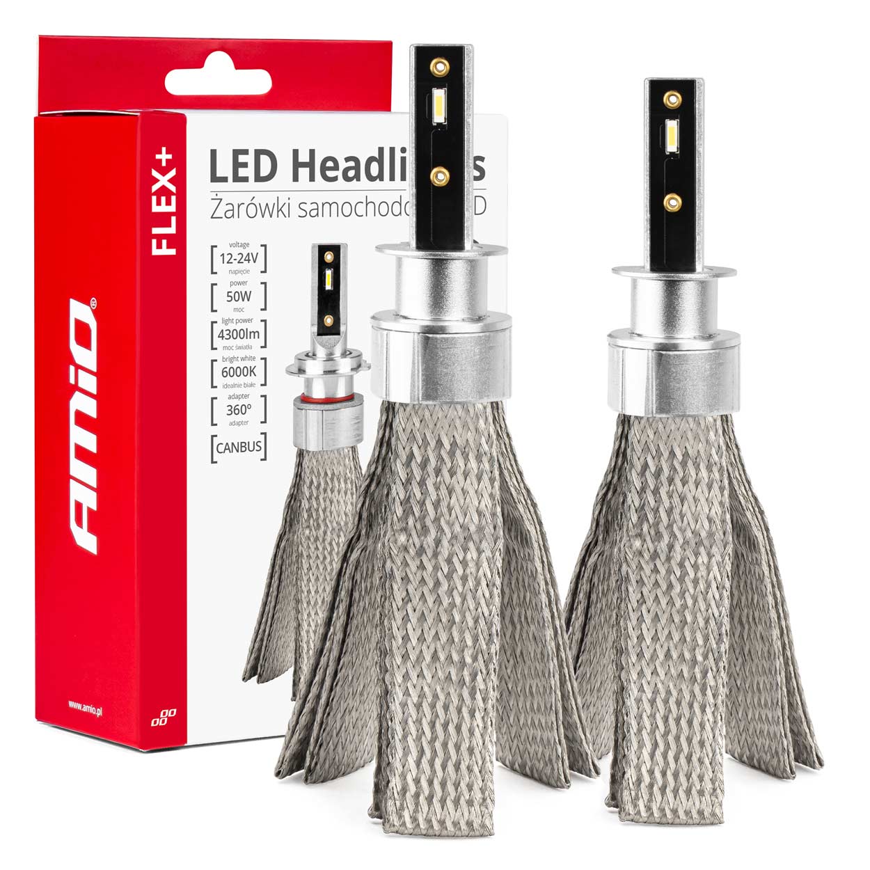 LED-ajovalot LED AMiO FLEX+ H1 canbus 6000K 12V 24V AMIO-03655