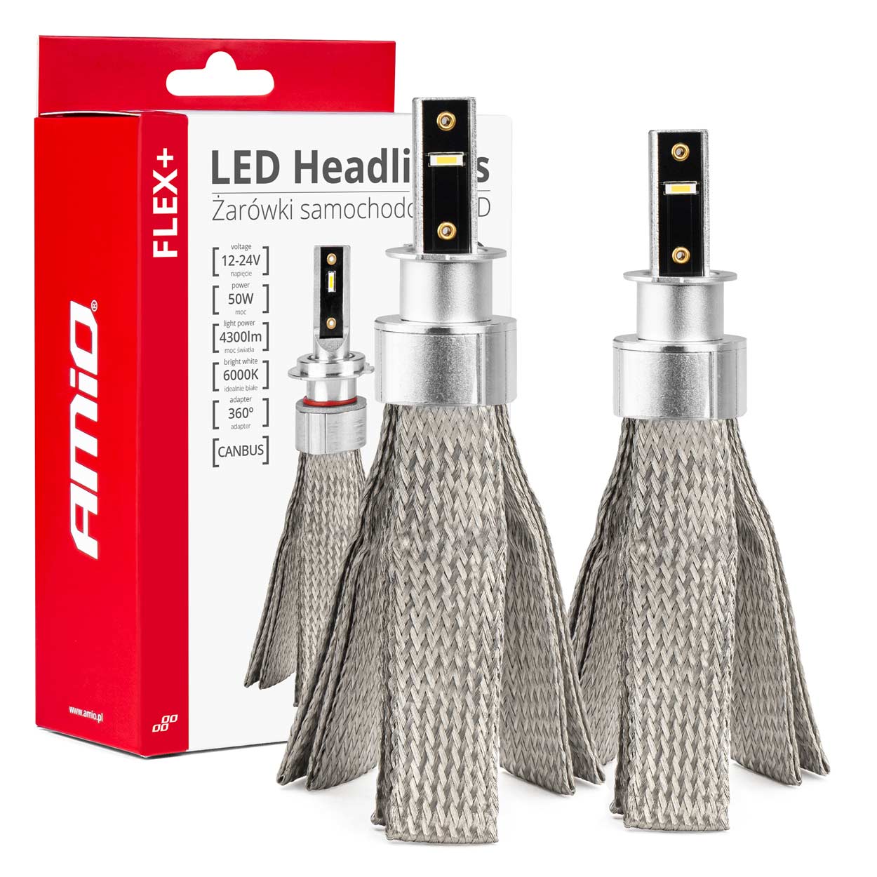 LED-ajovalot LED AMiO FLEX+ H3 canbus 6000K 12V 24V AMIO-03656