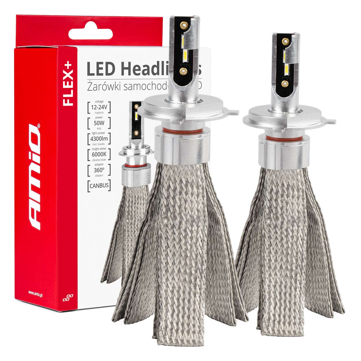 LED-ajovalot LED AMiO FLEX+ H4/H19 canbus 6000K 12V 24V AMIO-03657