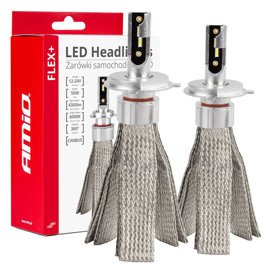 LED-ajovalot LED AMiO FLEX+ H4/H19 canbus 6000K 12V 24V AMIO-03657