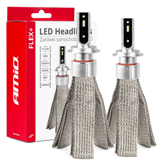LED-ajovalot LED AMiO FLEX+ H7 canbus 6000K 12V 24V AMIO-03659
