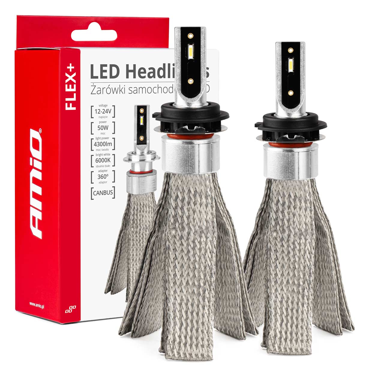 LED-ajovalot LED AMiO FLEX+ H7-6 canbus 6000K 12V 24V AMIO-03662