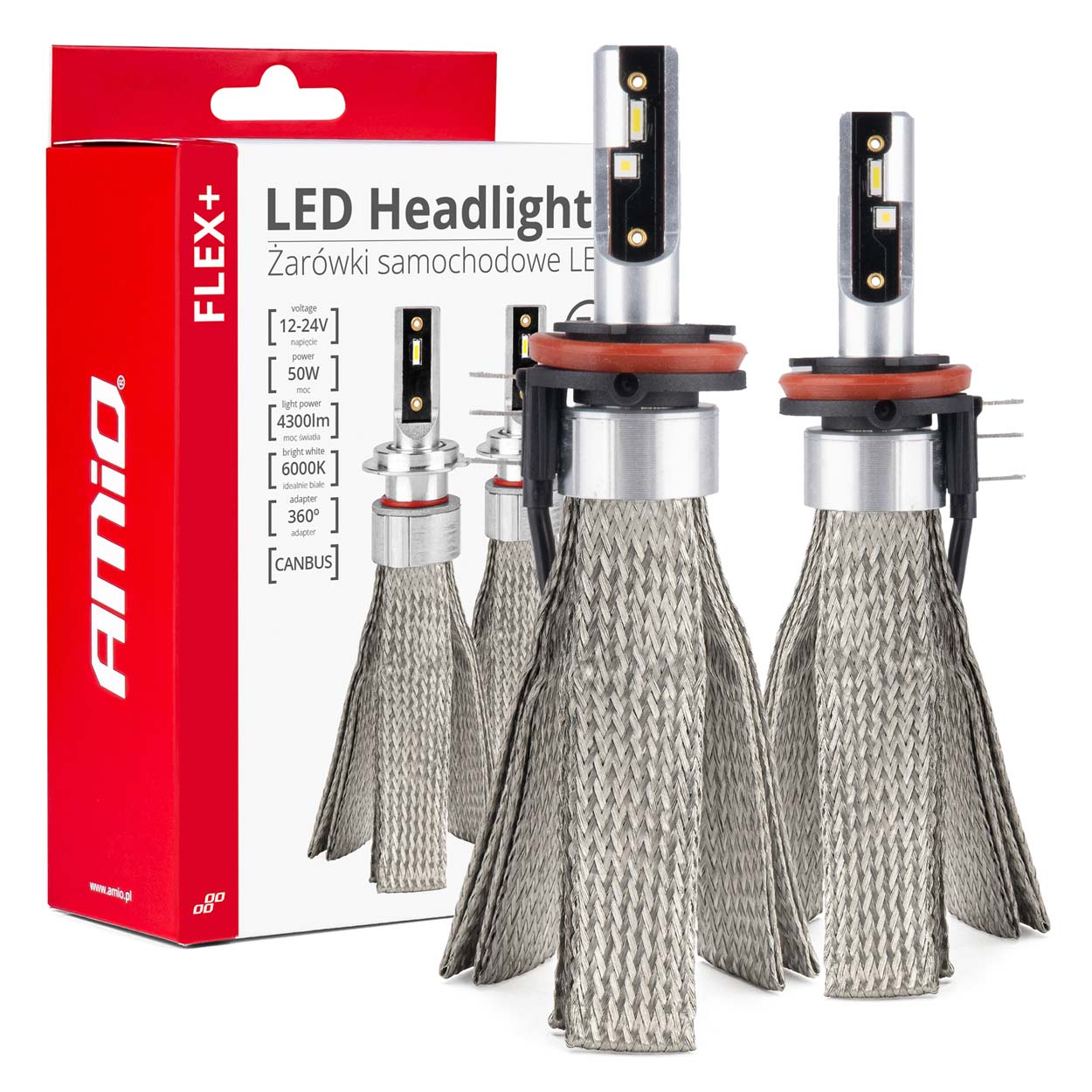 LED-autolamppu FLEX+ H15 6000K Sarja 12V 24V Canbus AMIO-03666
