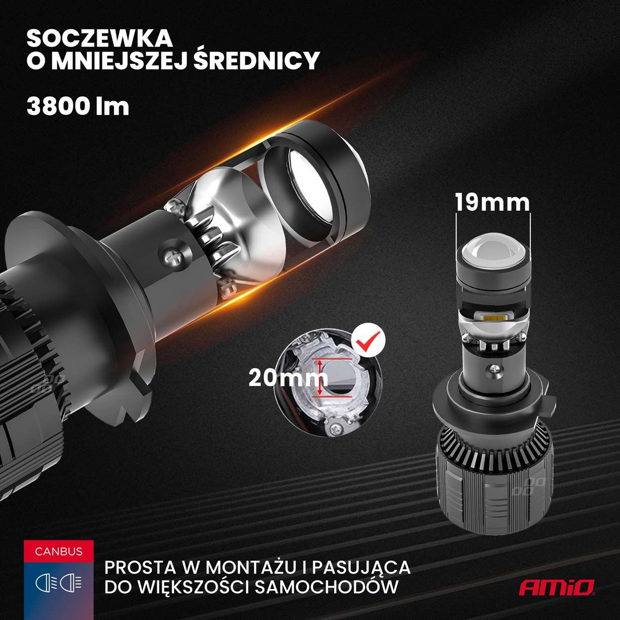 LED-ajovalot H7 PL Lens -sarja AMIO-03668