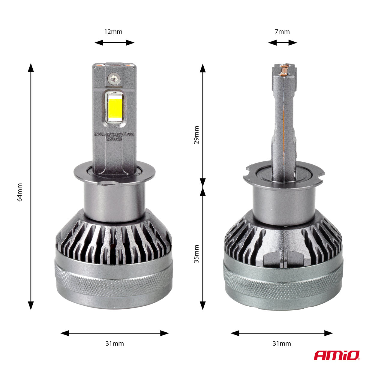 LED-ajovalot LED AMiO LED HP Full Canbus H3 12V 24v 6500k AMIO-03672