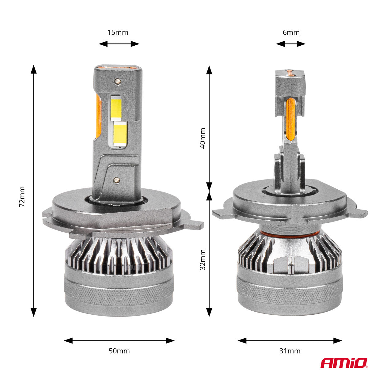 LED-ajovalot H4/H19 HP-sarja Full Canbus AMIO-03673