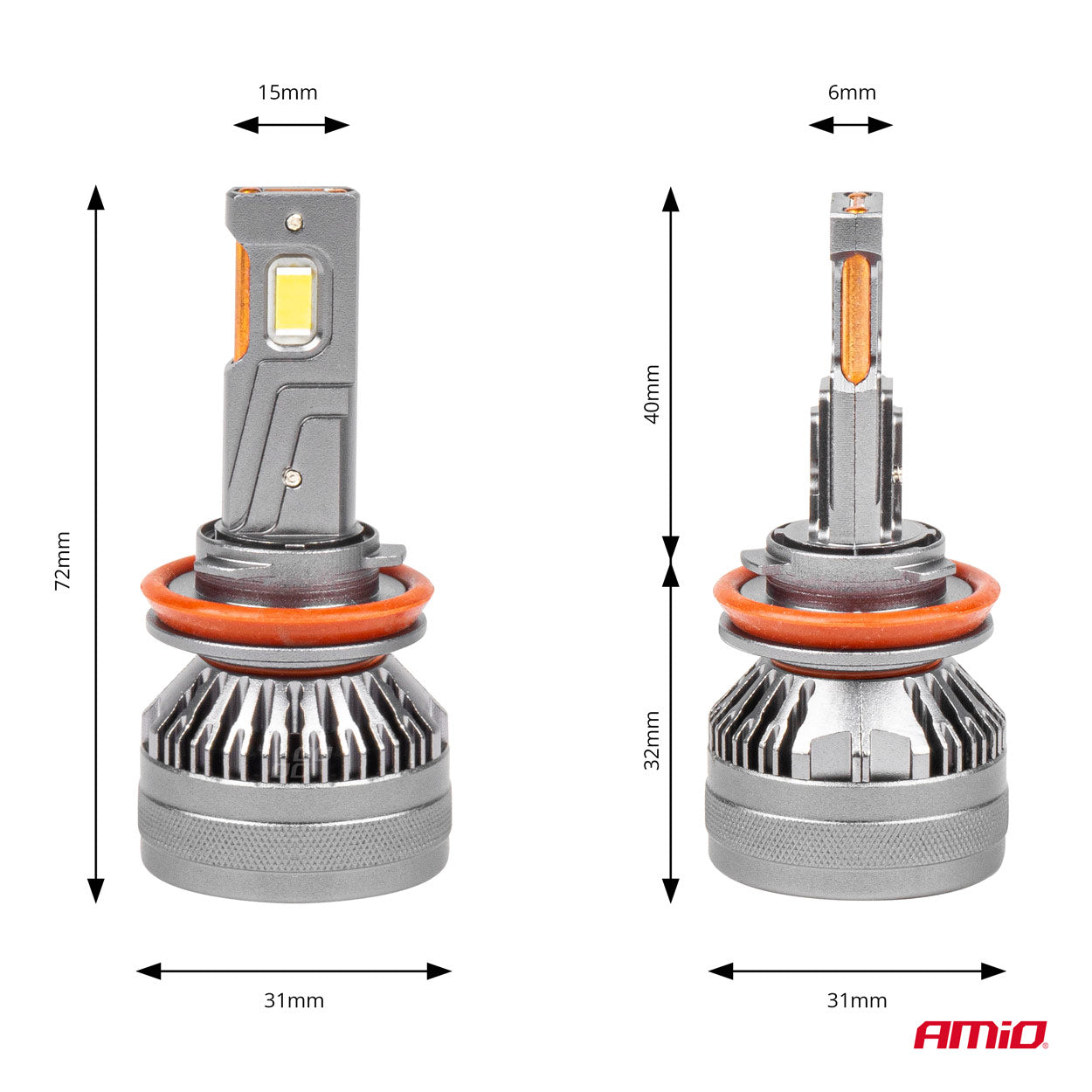LED-ajovalot H8/H9/H11/H16 HP-sarja Full Canbus AMIO-03677