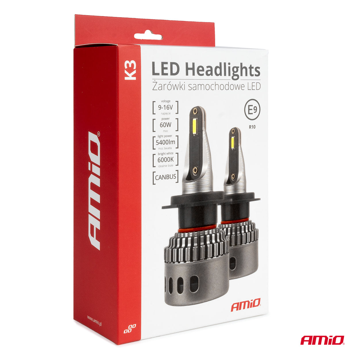 LED-ajovalot LED AMiO Sarja K3 H7-6 12V 6000K canbus AMIO-03685