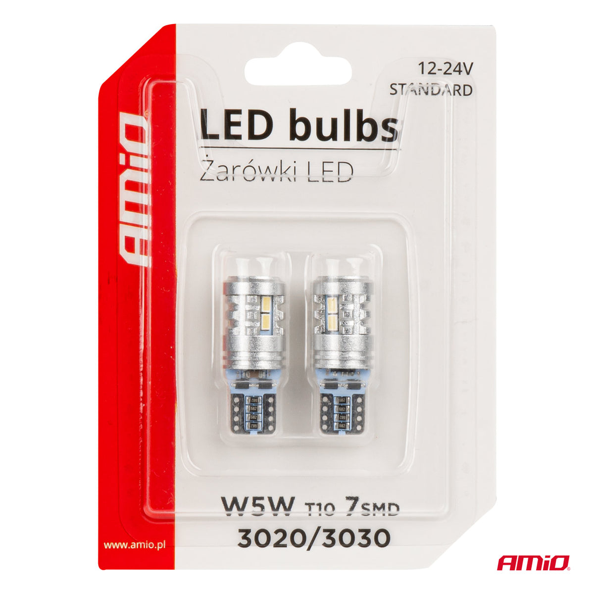 LED-polttimot T10 W5W 6x3020 + 1x3030 SMD valkoinen 12V/24V