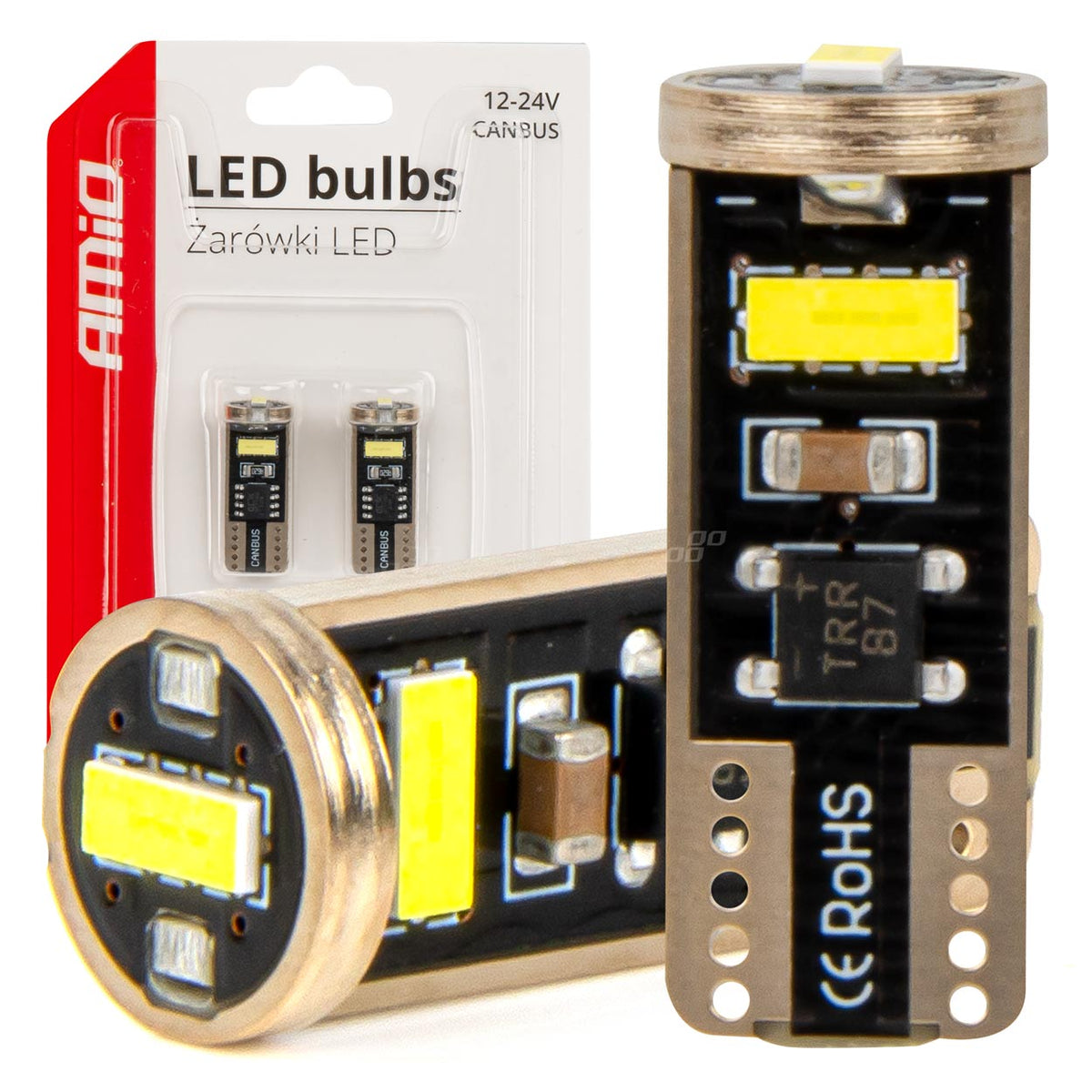 LED-polttimo T10e W5W 3x2055 SMD valkoinen 12V/24V CANBUS