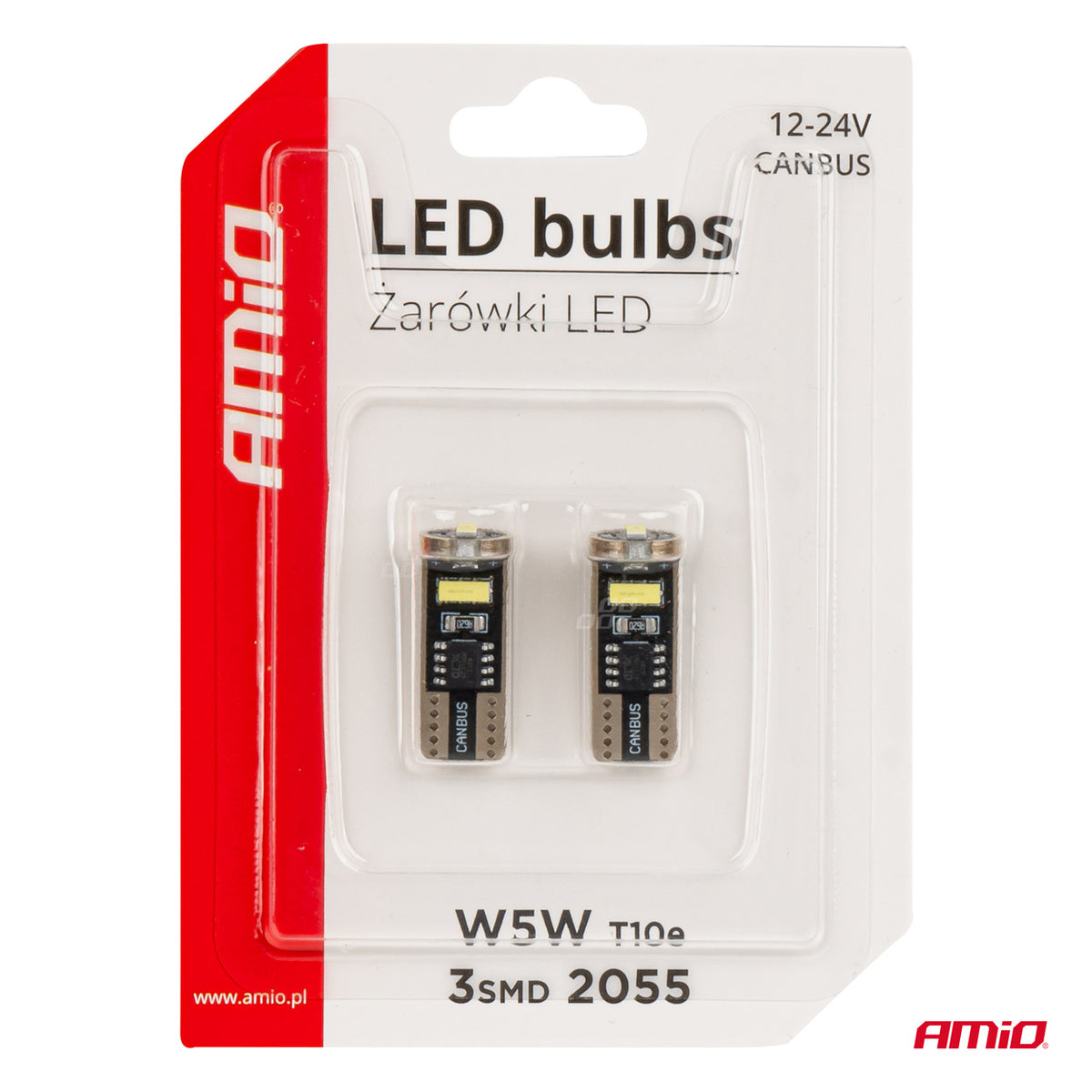 LED-polttimo T10e W5W 3x2055 SMD valkoinen 12V/24V CANBUS