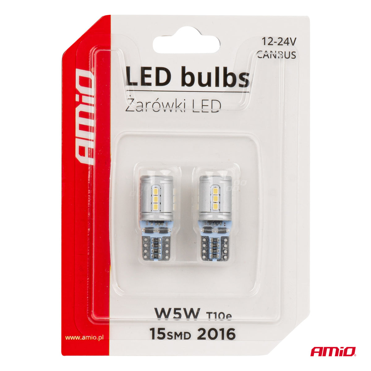 LED-polttimo T10e W5W 15x2016 SMD valkoinen 12V/24V CANBUS