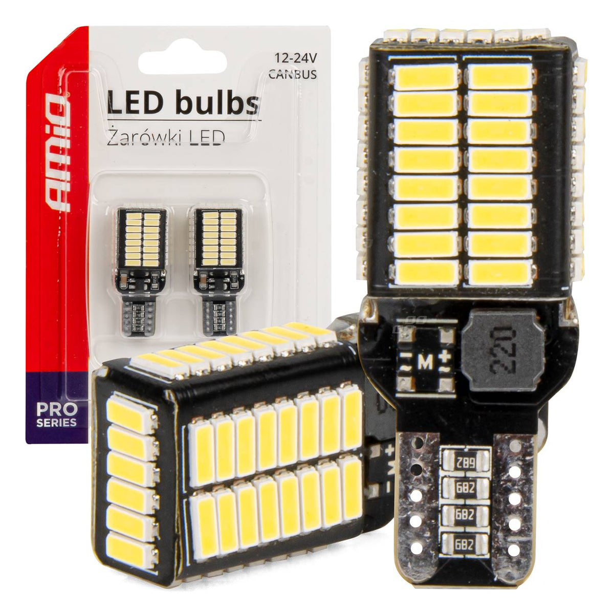 LED CANBUS-polttimot PRO-sarja T15e W16W 54x4014 SMD valkoinen 12V/24V