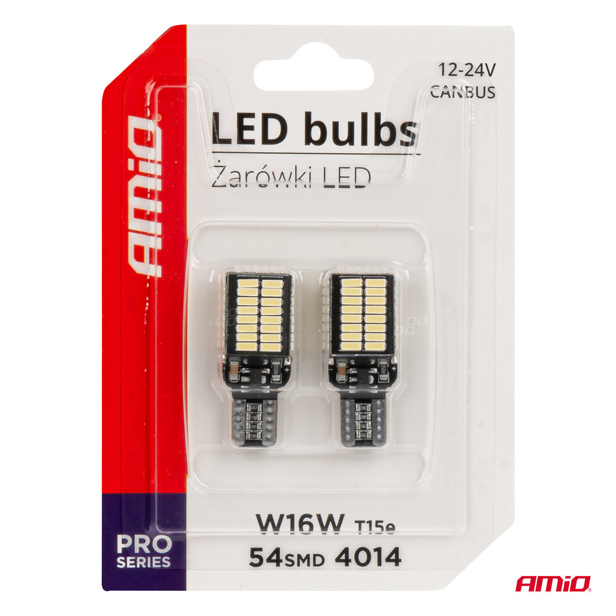 LED CANBUS-polttimot PRO-sarja T15e W16W 54x4014 SMD valkoinen 12V/24V