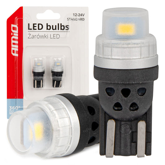 LED-polttimo CANBUS 360 Pure Light T10 W5W 2x3020 SMD valkoinen 12/24V