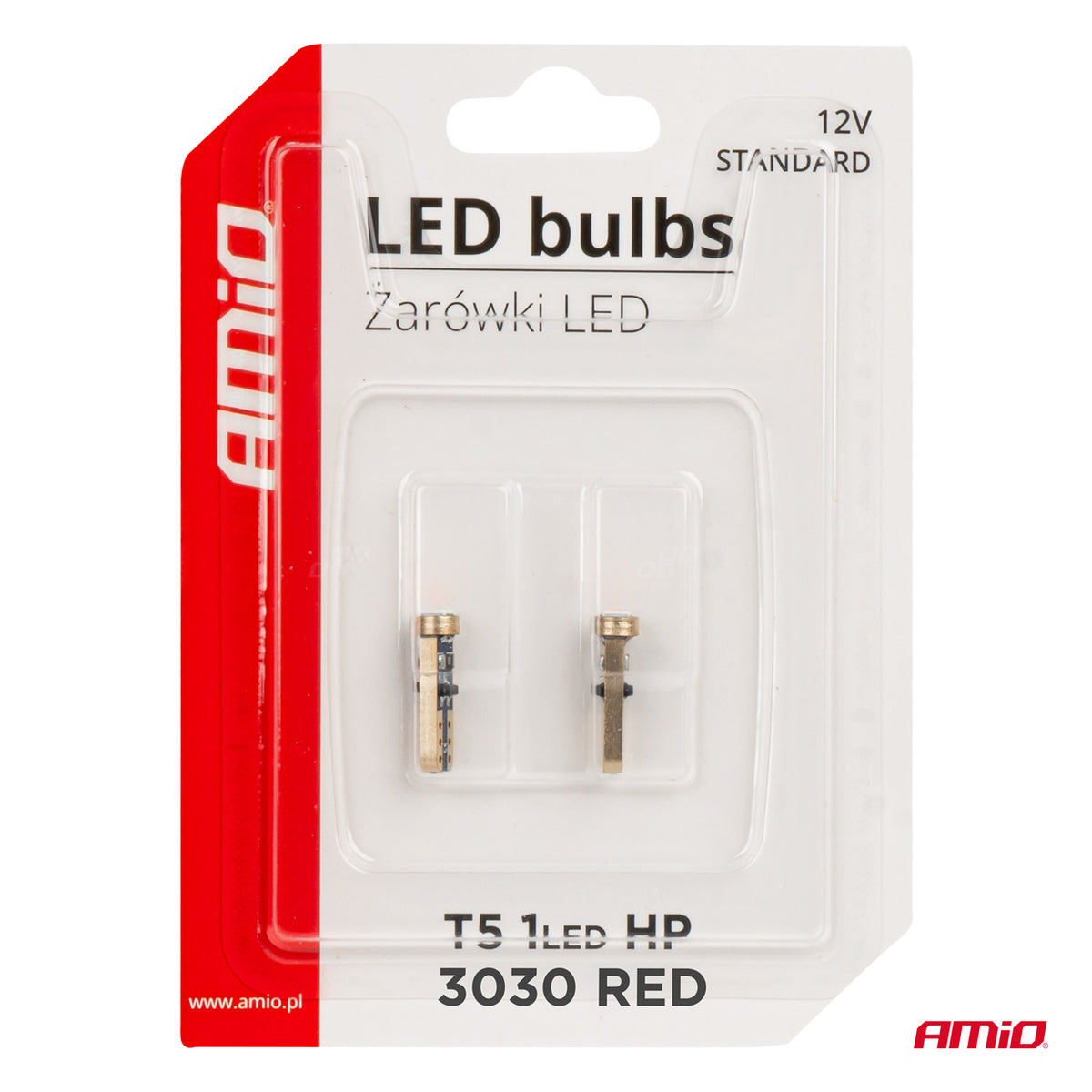 LED-polttimo CANBUS T5 12V punainen 3030 1LED HP