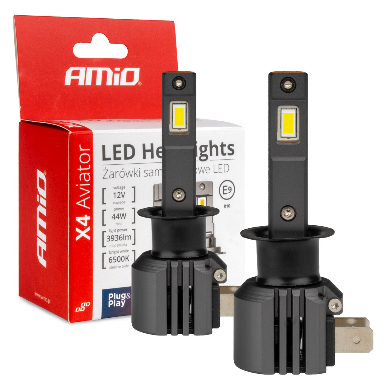 LED-ajovalot X4-sarja AVIATOR H1 6500K max 44W AMIO-03761