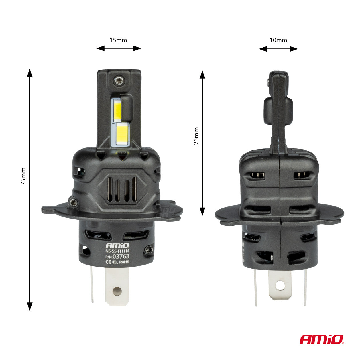 LED-ajovalot X4 -sarja AVIATOR H4/H19 6500K max 44W AMIO-03763