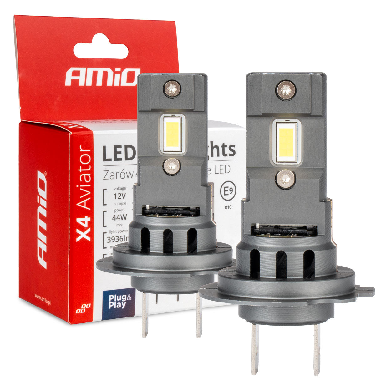 LED-ajovalot X4 -sarja AVIATOR H7/H18 6500K max 44W AMIO-03764