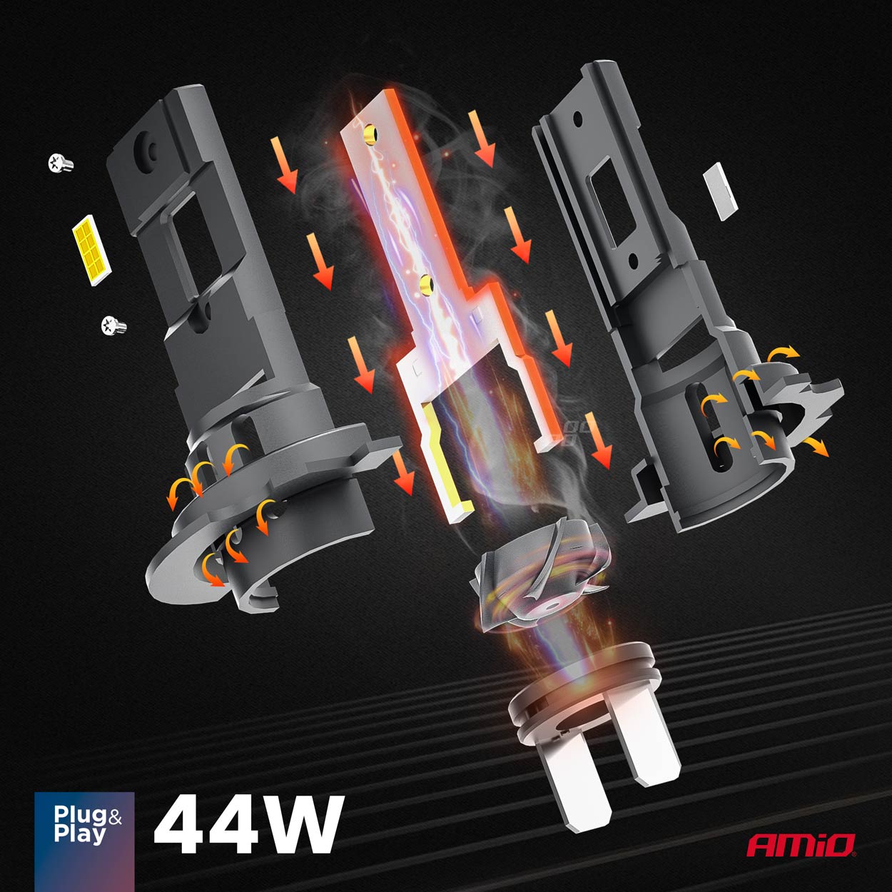 LED-ajovalot X4 -sarja AVIATOR H7/H18 6500K max 44W AMIO-03764