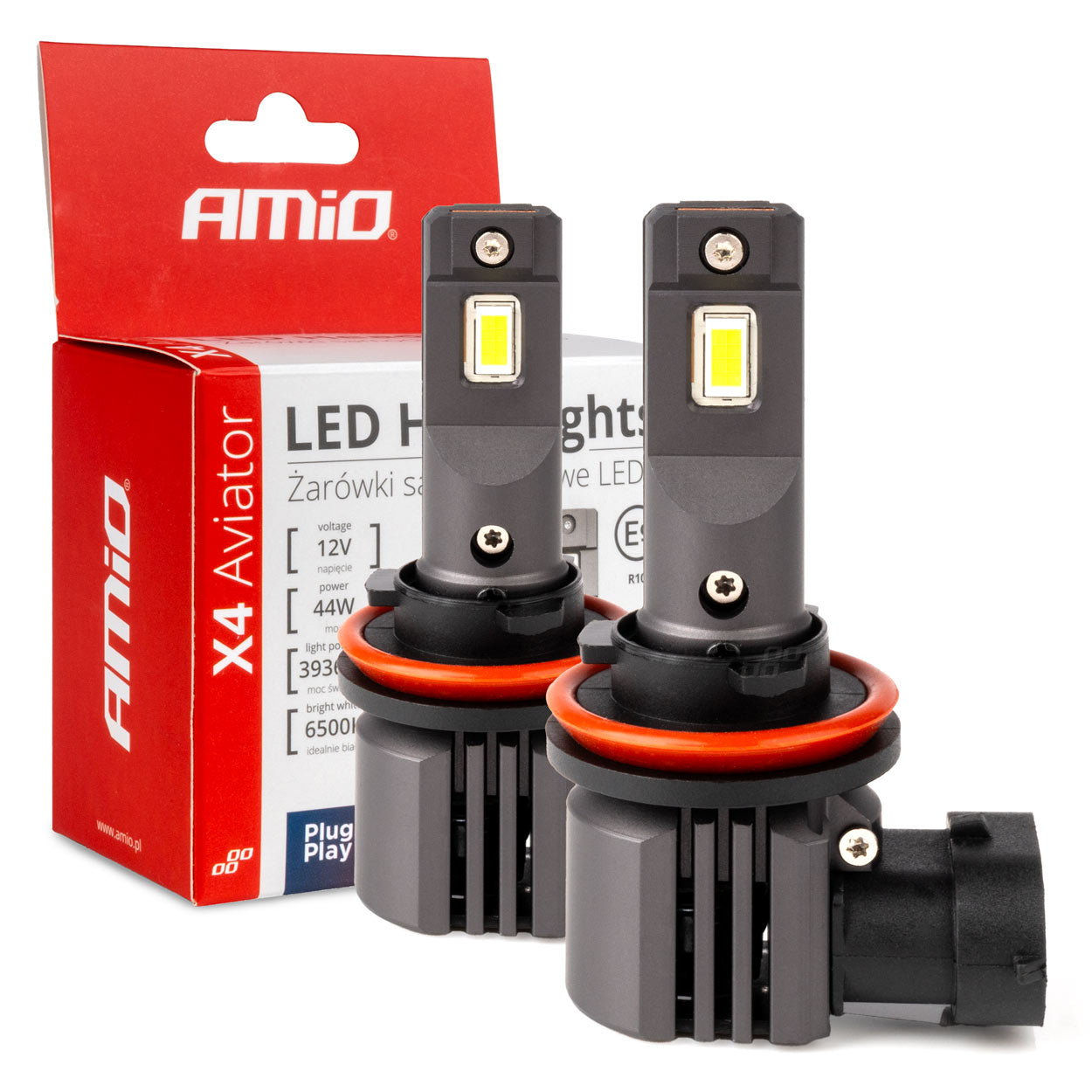 LED-ajovalot X4-sarja AVIATOR H8/H9/H11/H16 6500K max 44W AMIO-03765