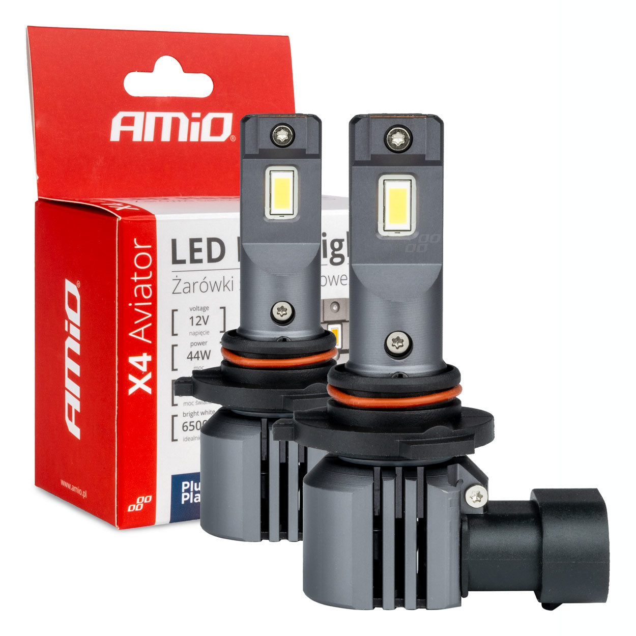 LED-ajovalot X4-sarja AVIATOR HB3 9005 HIR1 9011 H10 6500K max 44W AMIO-03766
