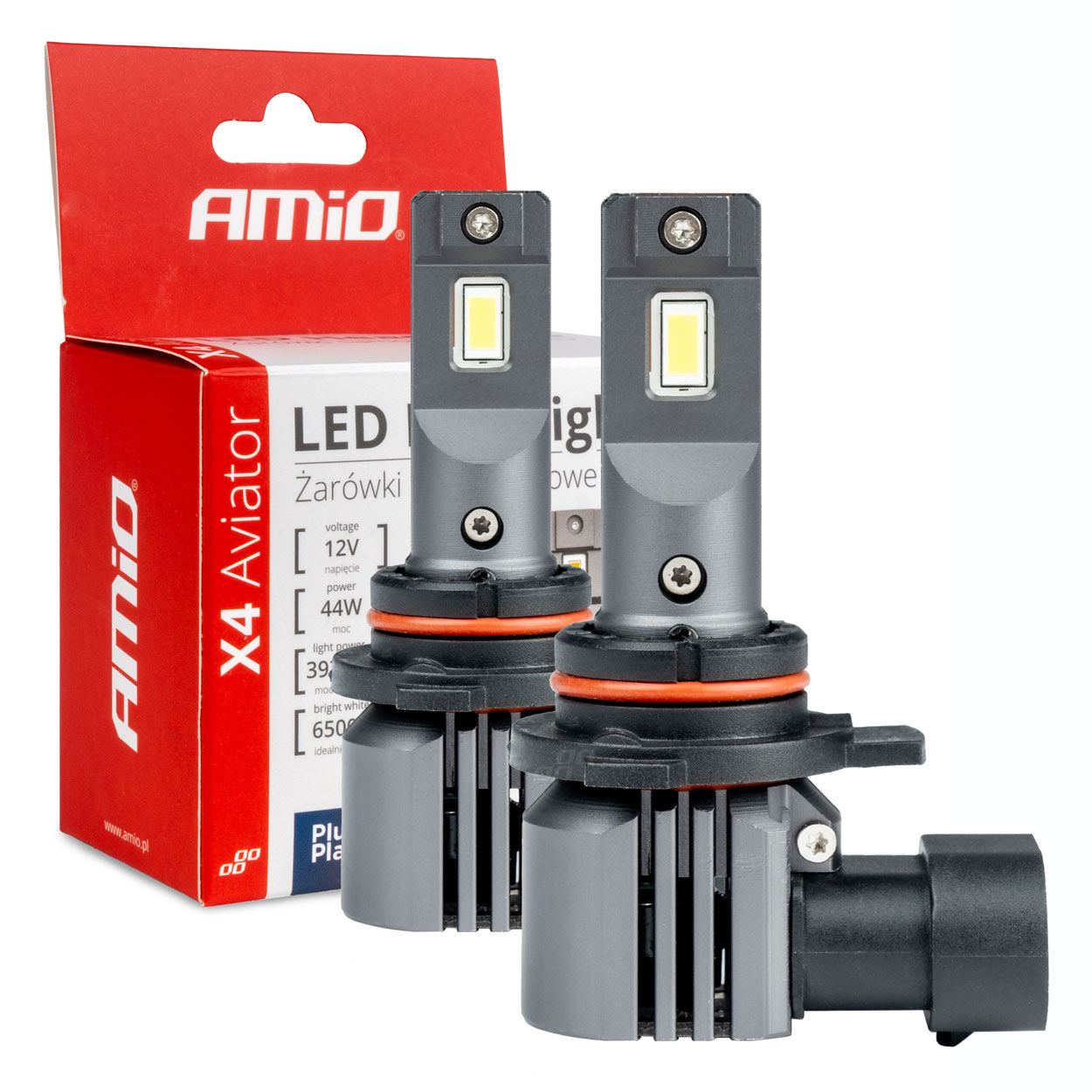 LED-ajovalot X4-sarja AVIATOR HIR2 9012 6500K max 44W AMIO-03768