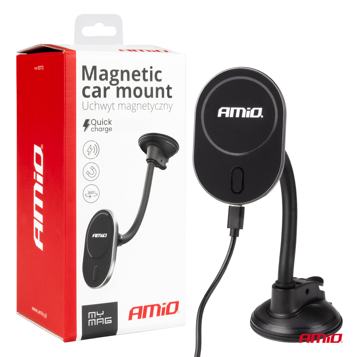 Imukuppikiinnitys puhelimen laturilla My Mag 15W AMIO-03772