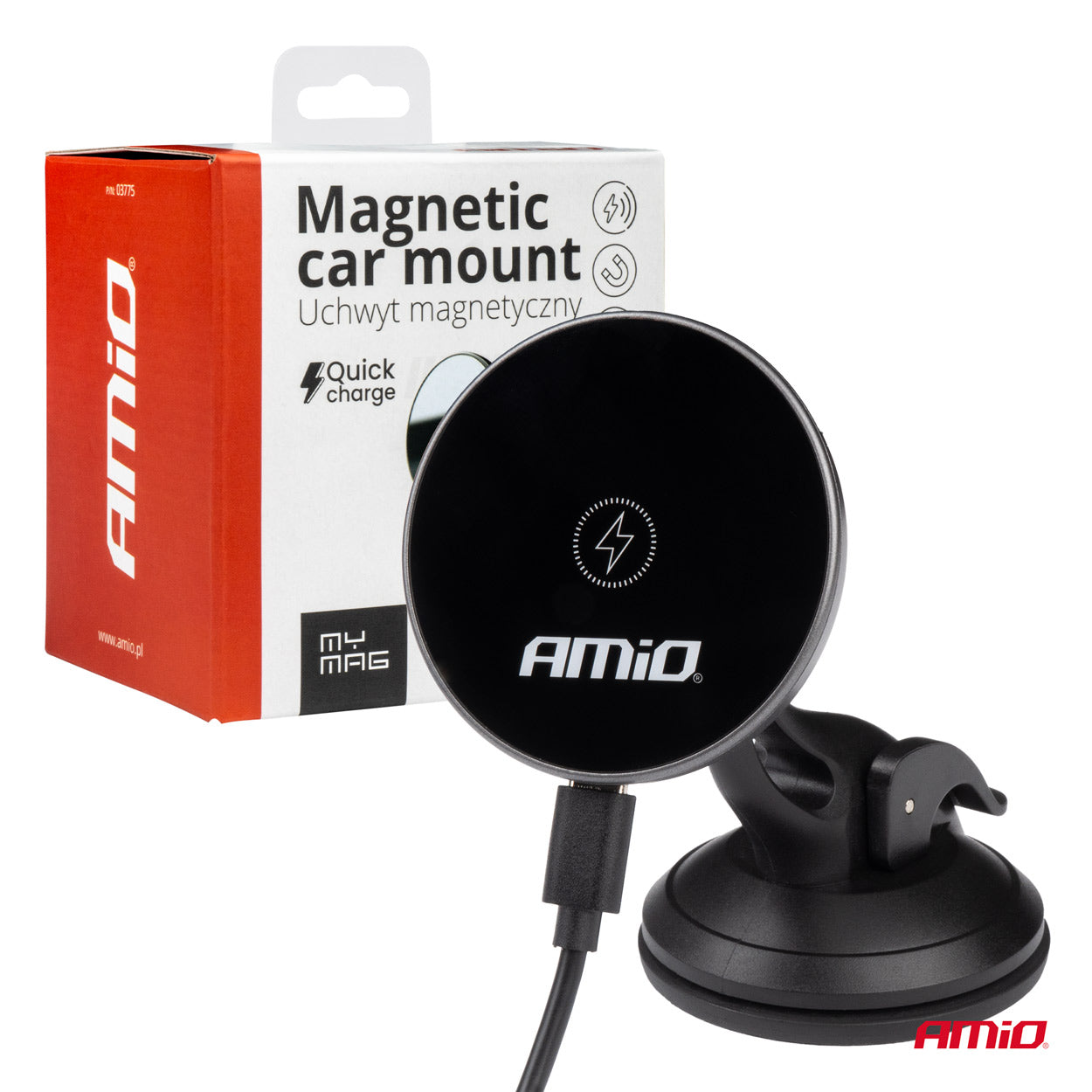 Imukuppikiinnitteinen puhelinteline langattomalla laturilla My Mag 15W AMIO-03775